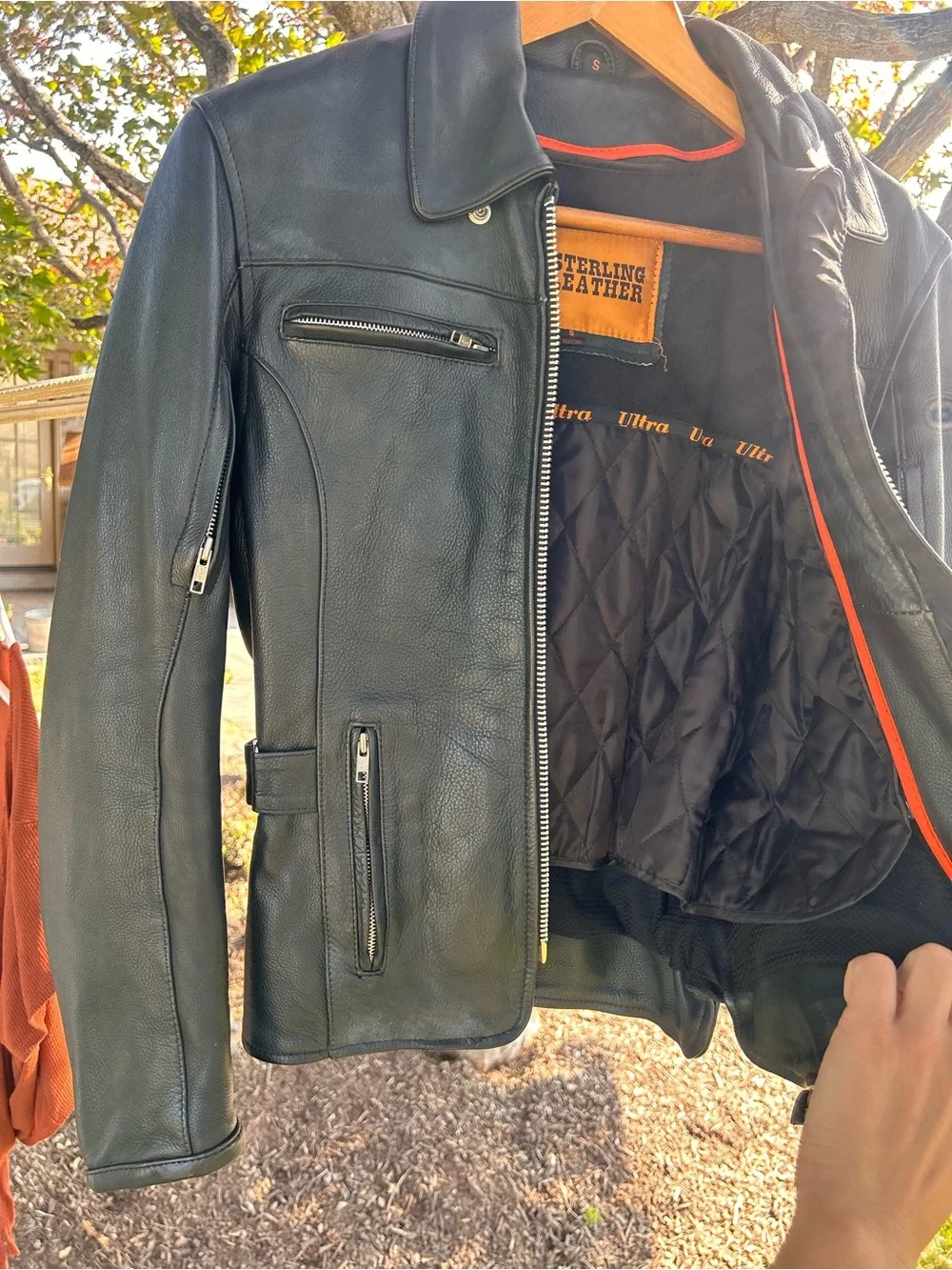 Women's Black Sterling Leather Jacket with Cinched Waist